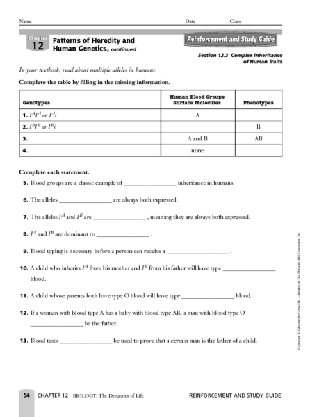 Worksheets Inherited Traits Worksheet worksheets inherited traits worksheet laurenpsyk free complex inheritance of human 9th higher ed lesson planet
