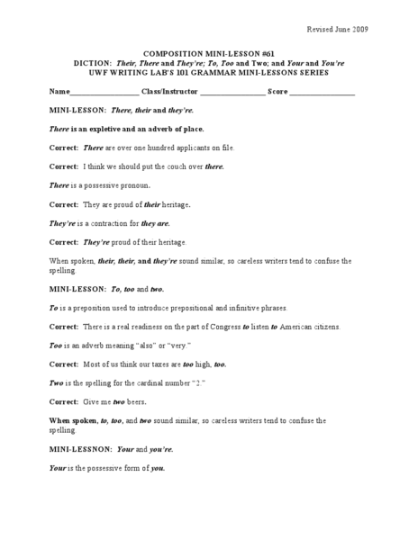 Printables Your You Re Worksheet your and you re worksheets davezan davezan
