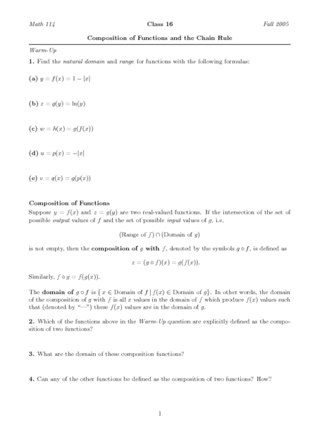 Printables Composition Of Functions Worksheet composition of functions and the chain rule higher ed worksheet lesson planet