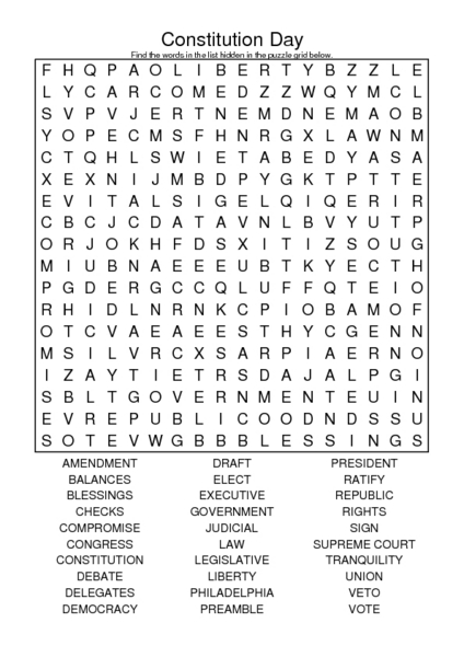 Printables Constitution Day Worksheets constitution day 5th 7th grade worksheet lesson planet