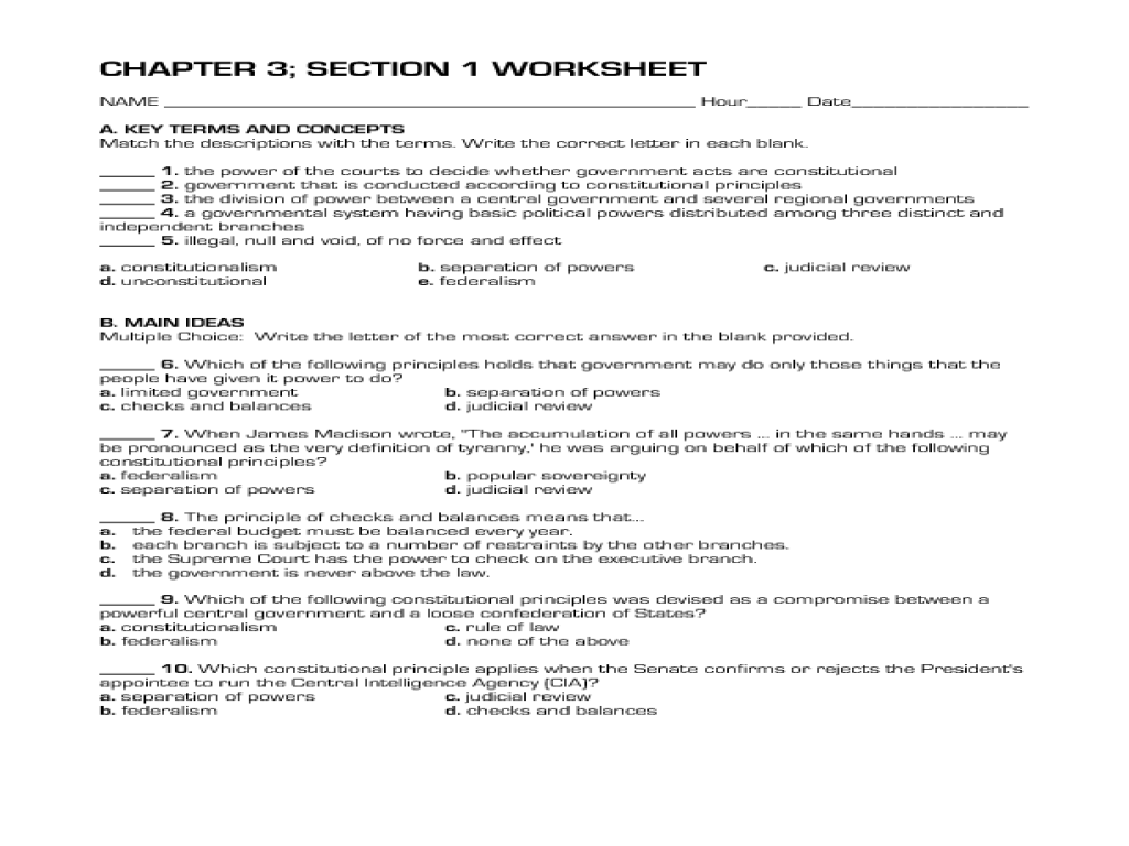 Worksheet Separation Of Powers Joindesignseattle Separation Of Powers Worksheet Abitlikethis Uk