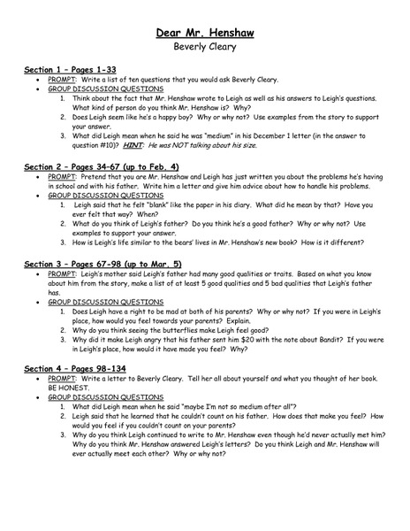 Printables Dear Mr Henshaw Worksheets dear mr henshaw 3rd 6th grade worksheet lesson planet