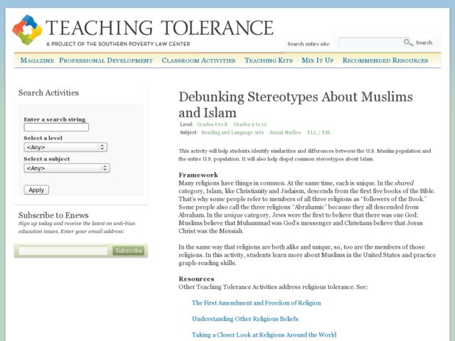 Debunking Stereotypes About Muslims And 6th 12th Grade Debunking Stereotypes About Muslims And 6th 12th Grade Lesson Plan Planet