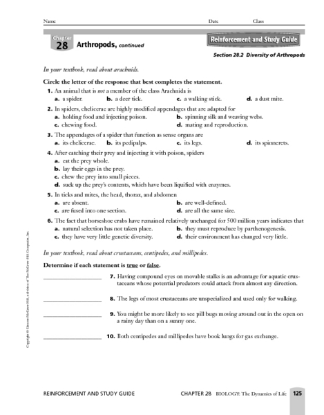 Printables Diversity Worksheets diversity of arthropods 9th 12th grade worksheet lesson planet