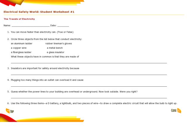 Printables Electrical Safety Worksheet electrical safety worksheet pichaglobal 4th 5th grade lesson planet