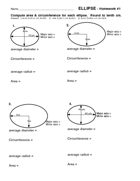 Worksheets Ellipses Worksheet ellipse 11th grade worksheet lesson planet
