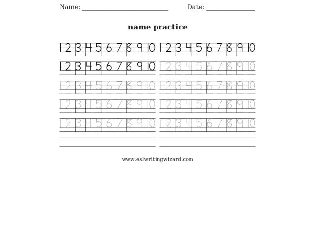 Common Worksheets Writing Numbers 1 10 Preschool And Common Worksheets Writing Numbers 1 10 Esl Wizard