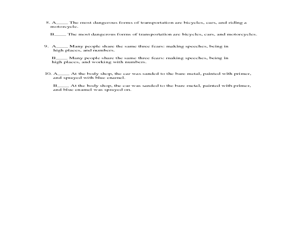 Printables Parallel Structure Worksheet exercise on parallel structure 7th 9th grade worksheet lesson planet