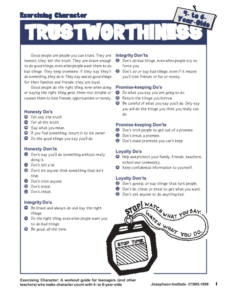 Printables Trustworthiness Worksheets trustworthiness worksheets davezan collection of bloggakuten