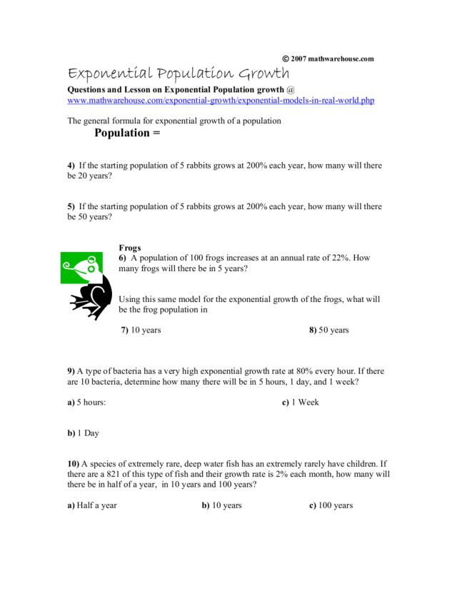 Worksheets Population Growth Worksheet exponential population growth 10th 12th grade worksheet lesson planet