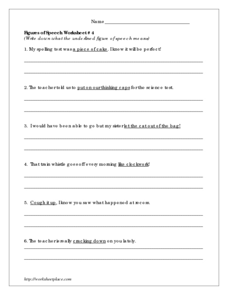 Printables Figures Of Speech Worksheet figures of speech worksheet 4 3rd 4th grade lesson planet