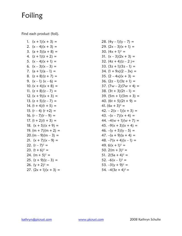 Worksheets Foil Method Worksheets foil worksheet delibertad algebra binomial worksheets factoring polynomial worksheet