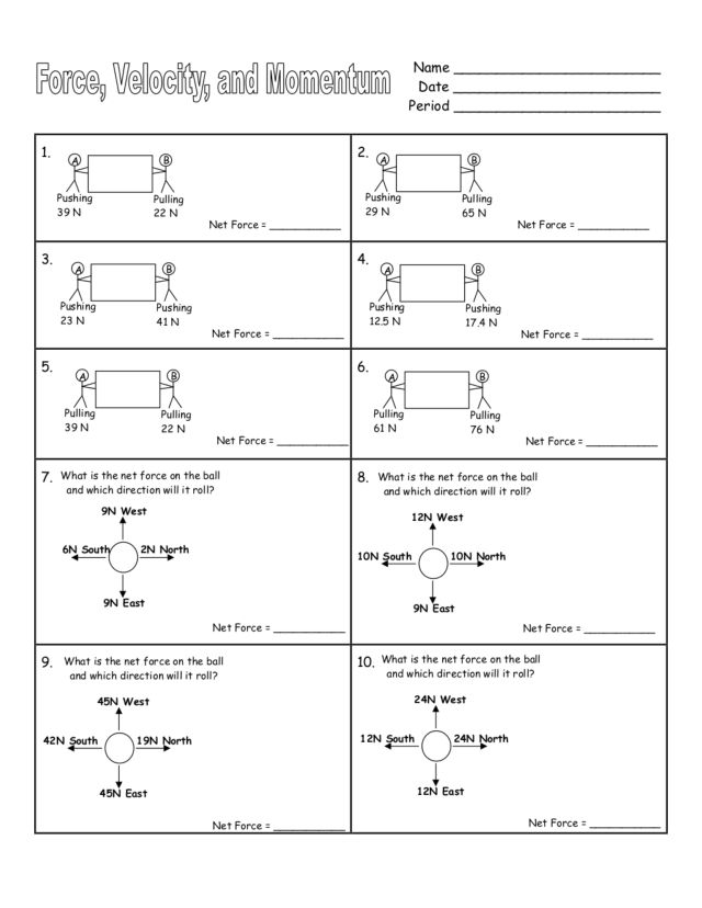 Printables Net Forces Worksheet printables net forces worksheet safarmediapps worksheets force velocity and momentum 9th 12th grade lesson planet