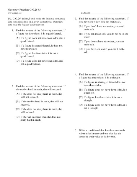 Printables Conditional Statements Worksheet geometry practice gg 26 3 conditional statements 10th 12th grade worksheet lesson planet