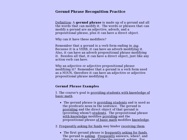 Printables Gerund Phrase Worksheet gerunds and gerund phrases worksheet davezan bloggakuten