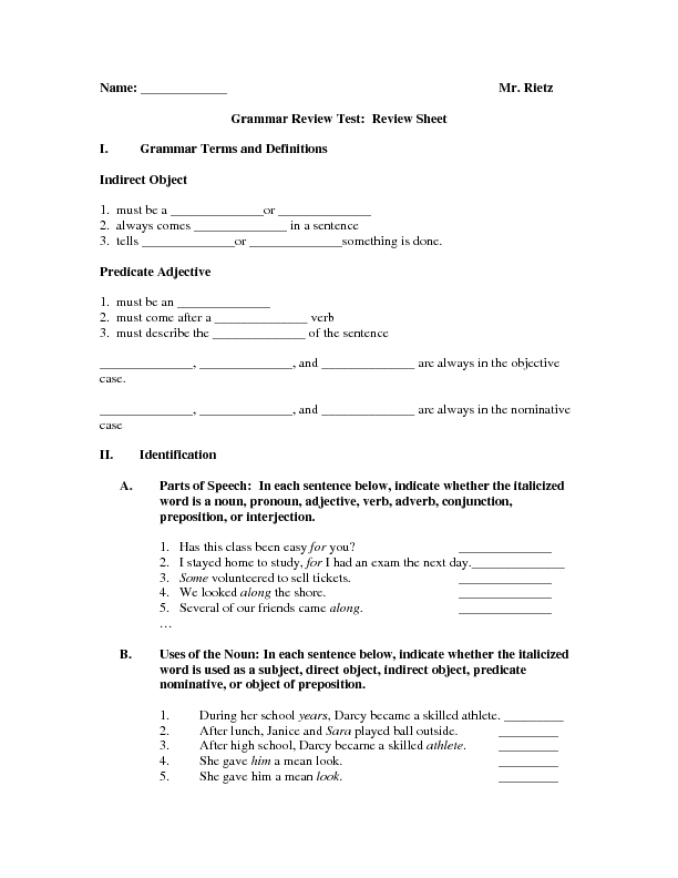 Grammar Review Test Sheet Lesson Planet Community Forums Grammar Review Test Sheet 8th Grade Worksheet
