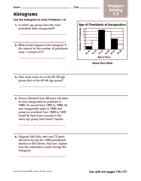 Printables Histogram Worksheet histograms problem solving 5th 6th grade worksheet lesson planet
