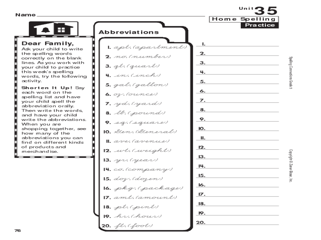 worksheet Abbreviations Worksheets home spelling practice abbreviations 5th 6th grade worksheet lesson planet