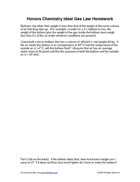 Printables Honors Chemistry Worksheets honors chemistry gas laws worksheet intrepidpath ideal law 10th 12th grade worksheet