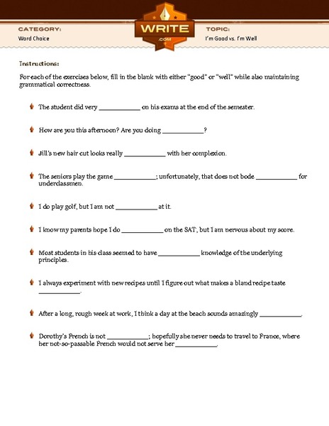 Worksheets Good Vs Well Worksheet im good vs well 5th 10th grade worksheet lesson planet