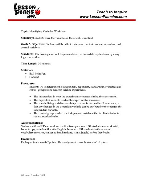 Printables Identifying Variables Worksheet identifying variables 9th 12th grade worksheet lesson planet