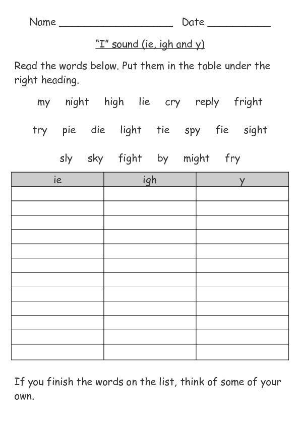 Worksheets Igh Worksheets ie igh and y 1st 3rd grade worksheet lesson planet