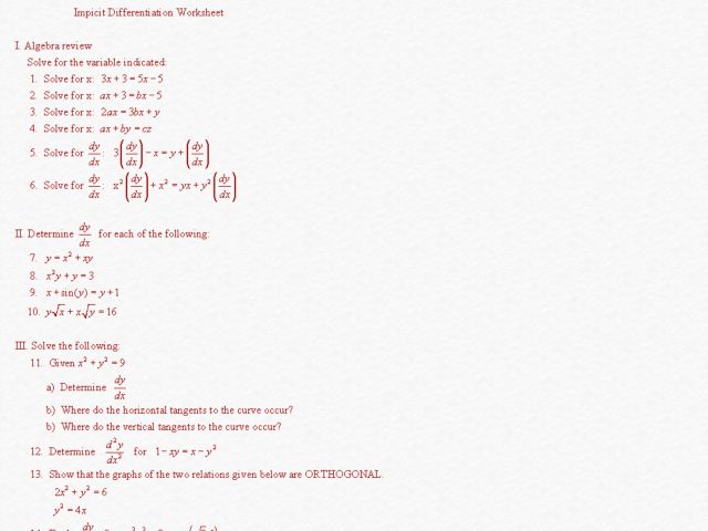 Worksheets Higher Order Derivatives Worksheet implicit differentiation worksheet bloggakuten higher ed lesson planet
