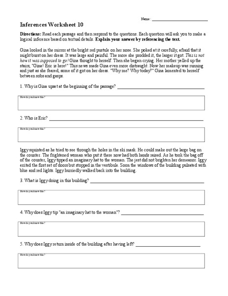 Printables Inferencing Worksheets 5th Grade inferences worksheet 10 4th 8th grade lesson planet