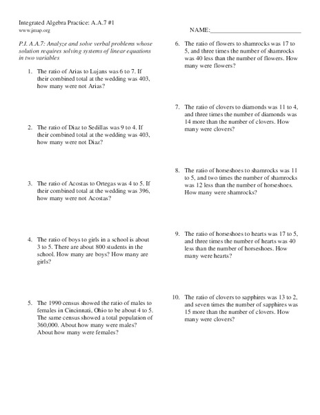 Systems Of Equations Review Worksheet