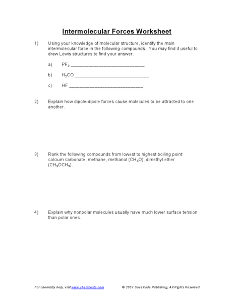 Printables Intermolecular Forces Worksheet intermolecular forces worksheet 9th 12th grade lesson planet