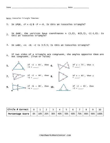Printables Isosceles Triangle Theorem Worksheet isosceles triangle theorems 10th 11th grade worksheet lesson planet