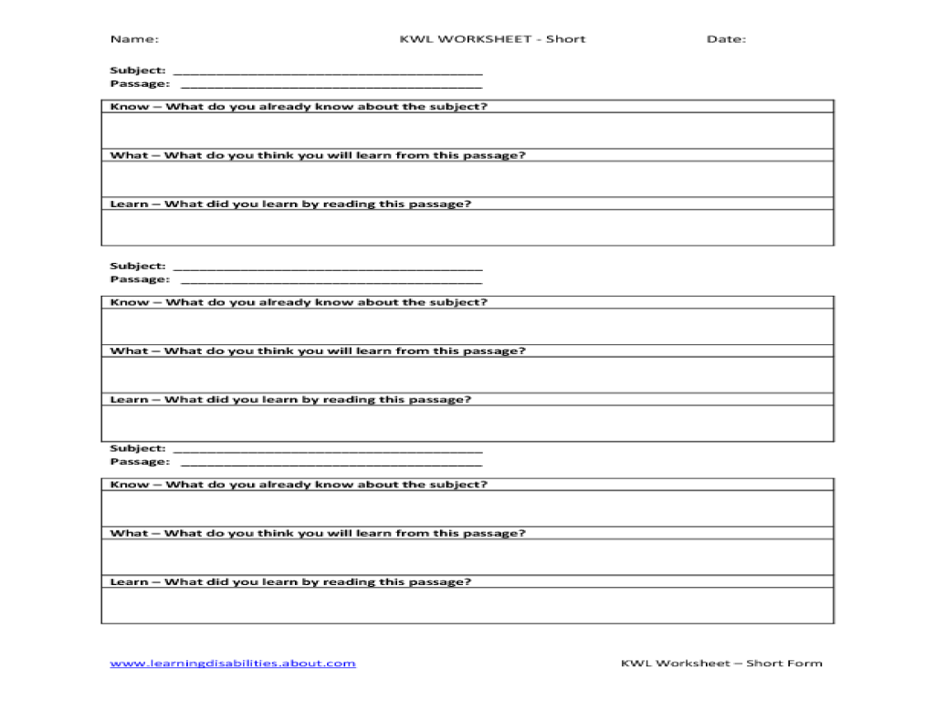 worksheet Kwl Worksheet kwl worksheet short version 2nd 5th grade lesson planet