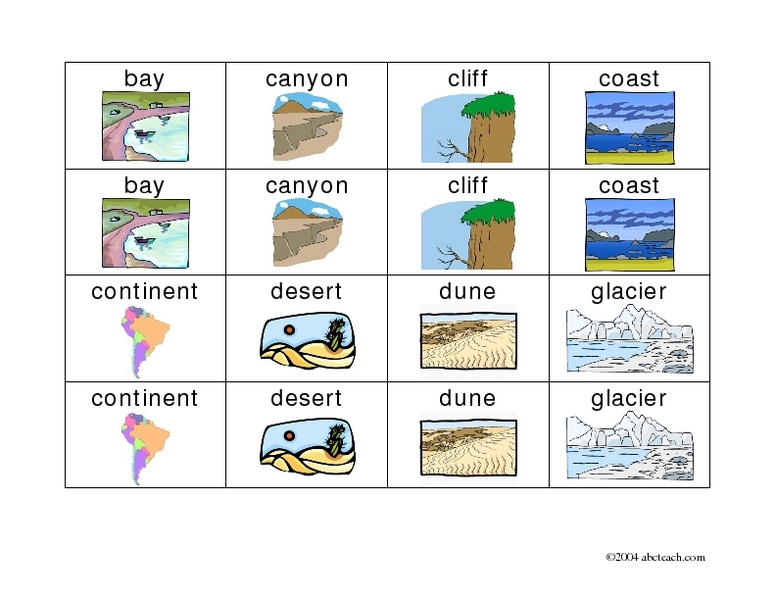 Printables Landforms And Bodies Of Water Worksheet landforms and bodies of water lesson plans worksheets memory game