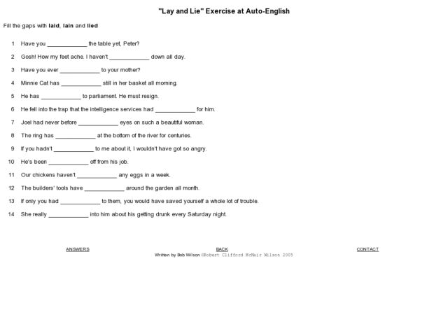 Vs Lie Worksheet Delibertad Lay Vs Lie Worksheet Delibertad