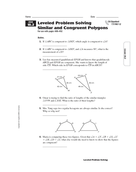 Worksheets Congruent Polygons Worksheet congruent polygons worksheet answers intrepidpath worksheets