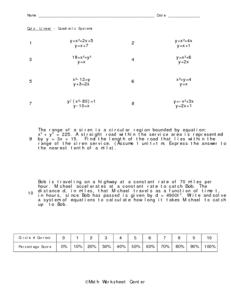 Linear Quadratic Systems Worksheet pictures systems of linear and quadratic equations Linear Quadratic Systems Worksheet pictures systems of linear and quadratic equations