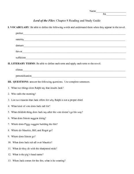 Printables Lord Of The Flies Vocabulary Worksheet lord of the flies vocabulary worksheet pichaglobal collection bloggakuten