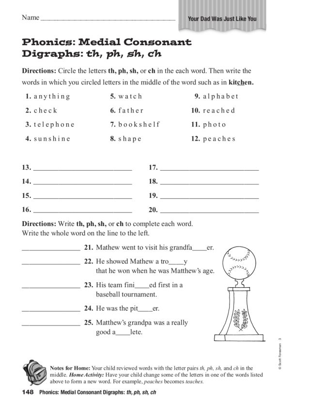 Printables Consonant Digraphs Worksheets consonant digraph th worksheets scalien medial digraphs ph sh ch 2nd 3rd grade