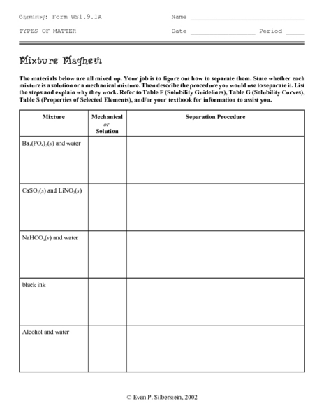 Printables Mixture Worksheet mixture mayhem 8th 12th grade worksheet lesson planet