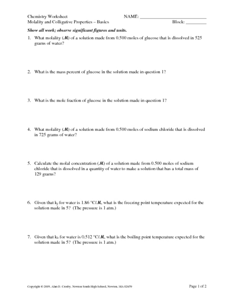 Worksheets Colligative Properties Worksheet colligative properties worksheet bp fp worksheet