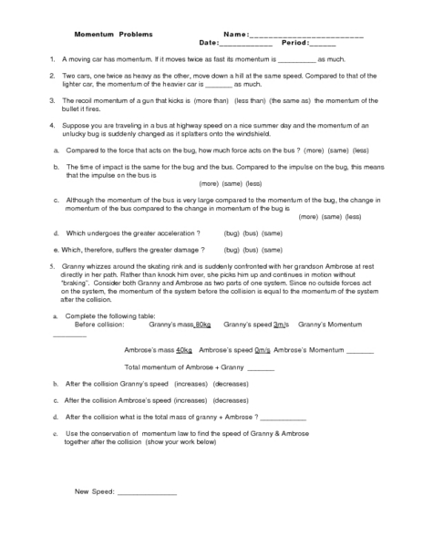 Printables Momentum Problems Worksheet momentum problems worksheet davezan collection of bloggakuten
