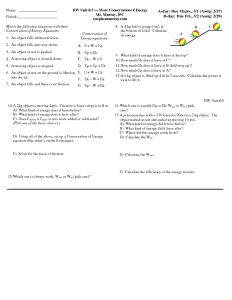Printables Conservation Of Energy Worksheet more conservation of energy 9th 12th grade worksheet lesson planet