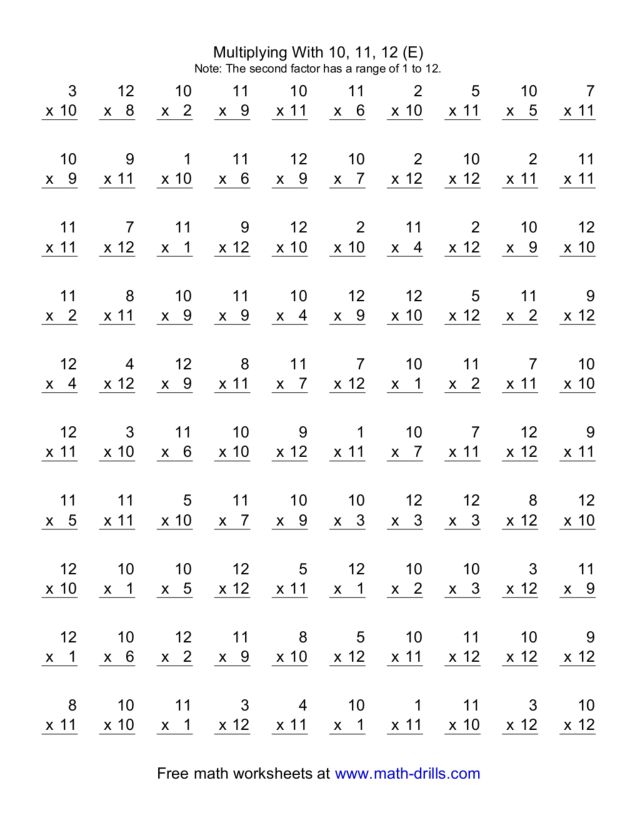 Worksheets Multiplying By 10 11 12 multiplying with 10 11 12 e 3rd 5th grade worksheet lesson planet