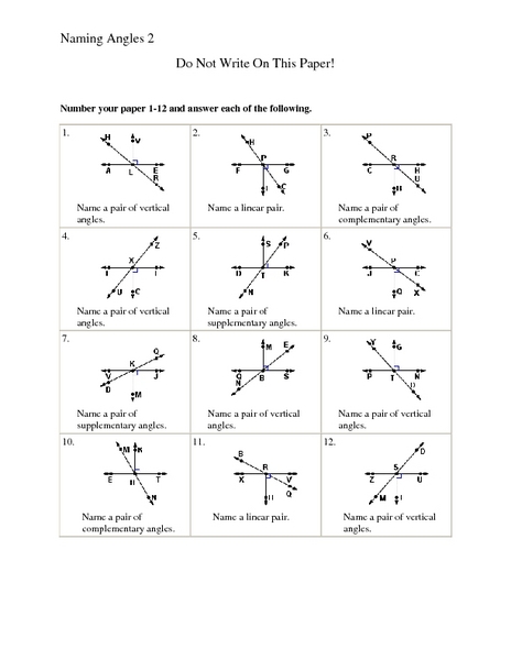 Printables Angle Pairs Worksheet linear pair worksheet versaldobip naming angles 2 10th grade lesson planet