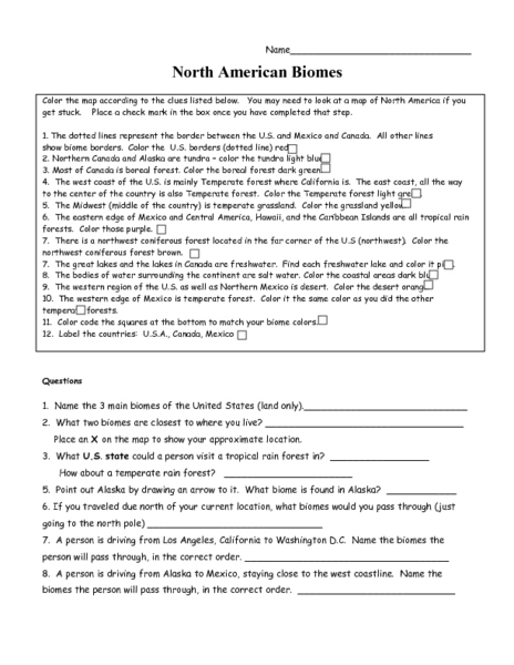 Worksheets North American Biomes Worksheet north american biomes 4th 9th grade worksheet lesson planet