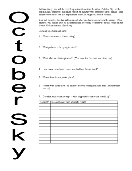 Worksheet Experimental Design Worksheet october sky experimental design 9th 12th grade worksheet lesson planet
