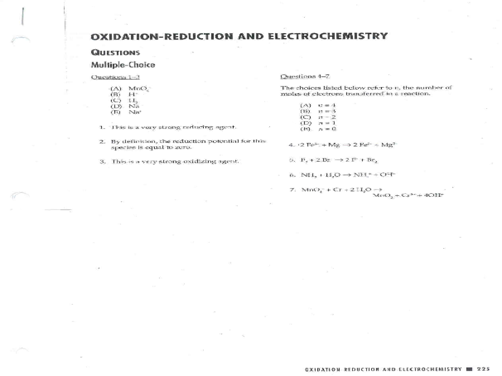 Free Worksheet Electrochemistry Worksheet oxidation reduction and electrochemistry 9th 12th grade worksheet lesson planet