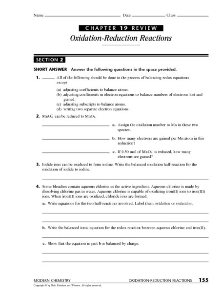 Printables Oxidation Reduction Reactions Worksheet oxidation reduction reactions worksheet bloggakuten