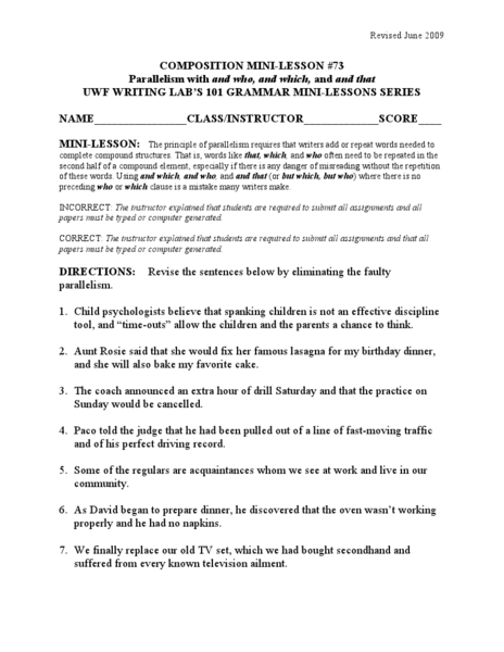 Printables Parallelism Worksheet parallelism worksheet davezan faulty davezan
