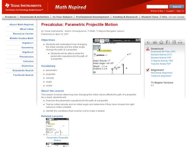 Parametric Projectile Motion 9th 12th Grade Lesson Plan Parametric Projectile Motion 9th 12th Grade Lesson Plan Planet